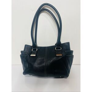 Tignanello Black Pebble Leather Shoulder Bag